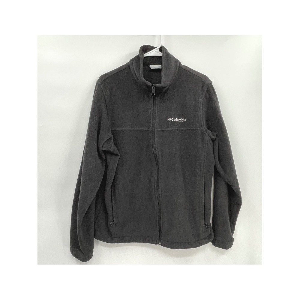 Columbia Medium Fleece Jacket Mens Black Full Zip Mock Neck Outdoor Warmth